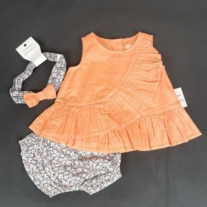 NWT 3-6 MO Catherine Malandrino Dark Peach 3 Piece Set